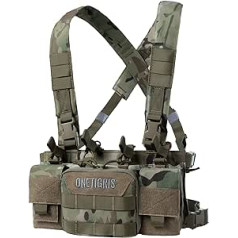 OneTigris Chest Rig, Taktische Weste Verstellbare Molle Taktische Airsoft Weste wasserdichte für CS Spiele, Militärfans und Airsoft-Jagdspiele