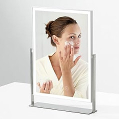 NEZZOE kosmetinis veidrodis su apšvietimu, 14 colių pritemdomas apšviestas makiažo veidrodis, stalo veidrodis, LED veidrodis su nerūdijančio plieno pagrindu