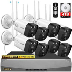 (5.0MP & PIR Detection) 2-Way Audio Two Antennas Outdoor Surveillance Camera System Wireless WiFi Home Security System 3K 5.0MP Video Surveillance with 8TB