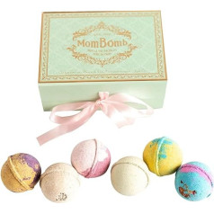 Mom Bomb Klasiska dāvanu kolekcijas kaste, grezns ēterisko eļļu maisījums, bez traipiem, mīkstina un mitrina ādu, 100% vegāniska un nekaitīga, 6 x 3,5 oz vannas bumbas