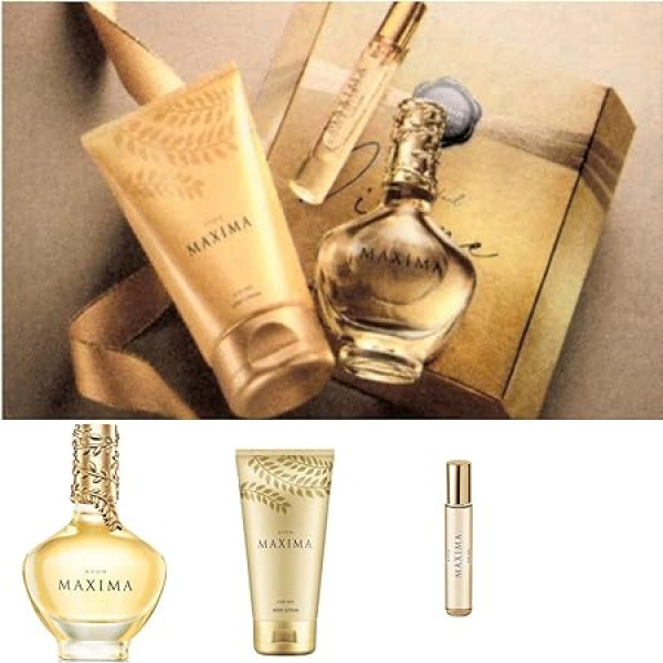 Avon Maxima Eau de Parfum komplekts 3 gabali 50 ml kabatas aerosola 10 ml un ķermeņa losjona 150 ml dāvanu kastītē sievietēm Vilinošs aromāts