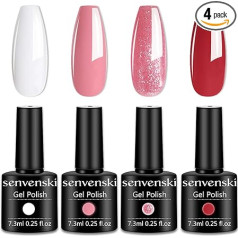 Senvenski Gel Nail Polish Shellac White Red Pink Rose Glitter UV LED Gift Set Kit (CS001)