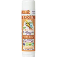 Badger Įmonė, Vaikams skirtas sportinis apsauginis kremas nuo saulės visiems metų laikams, SPF 35, mandarinas ir vanilė 1847ml (18,4 g)