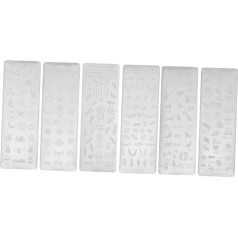 Minkissy 6 gab Nail Print Template Nail Stamp Stemplis Šablona Nagu zīmoga plāksnes Manikīra veidne Lieldienu nagu šablons Nagu Art Stamper Lieldienu nagu zīmoga plāksnes Sakausējuma manikīra instrumenti Dzīvnieks