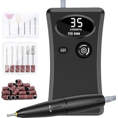 ‎Cadrim Electric Nail Cutter, Nail Cutter, 35,000 rpm, Rechargeable Nail File, Nail Drill with LED Display, Manicure, Pedicure Set, USB Charging for Cuticles, Shellac, Acrylic Gel