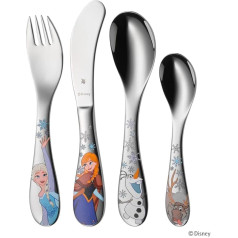 WMF Disney Frozen Children's Cutlery Set 4 Pieces from 3 Years Stainless Steel Cromargan Polished Dishwasher-Safe Colourfast Food-Safe, 22 x 16 x 3 cm