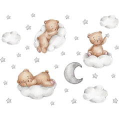 duoyif Sienų lipdukas Teddy Bear on the Cloud Sienų lipdukas Teddy Bear with Clouds Stars Moon Sienų lipdukas Vaikų kambarys Sienų lipdukas Kūdikių kambarys Žaidimų kambarys Sienų apdaila