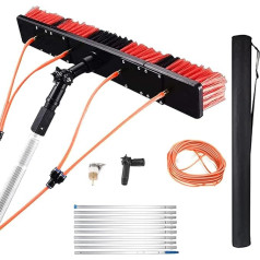 5-10 m Water-Carrying Telescopic Rod, Window Cleaner with Telescopic Handle, Telescopic Pole Washing Brush, Cleaning for Photovoltaic Solar Panels, Windows, Car Wash Brush (10 m Rod, 50 cm Brush)