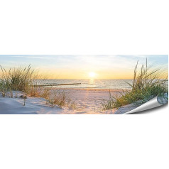 ARTBAY Jūras plakāts HD XXL Panorama Art Print 118.8 x 42 cm Saullēkts pludmales kāpās Dabas plakāts Premium Quality