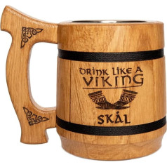 TESLYAR Vikingu kauss - koka alus krūze, vikingu kauss, alus dāvana, vikingu dzeramā krūze, vikingu kauss, koka kauss, alus krūze, alus krūze, alus krūze, viduslaiku dāvanas, koka alus krūzes | Alus dāvana