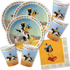 52 Piece Party Set – Yakari Native American Plates Cups Serviettes for 16 children