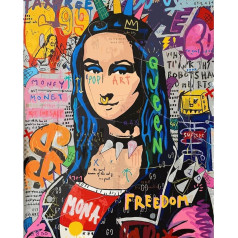 Adult Painting by Numbers Graffiti Women Wall Art Abstract Mona Lisa Paintings on Canvas with Brushes and Acrylic Pigment Colourful Street Pop Art Pictures Classic (Frameless)