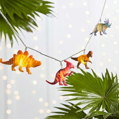 Lights4fun 12 LED dinozauru pasaku gaismas Bērnu istaba Ar akumulatoru darbināms taimeris Pasaku gaismas Bērnu istaba Zēns ar taimeri LED akumulatora nakts gaisma Dino dekorēšana Bērnu dzimšanas dienas svinības