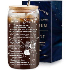 Stikla tumbleris, 473 ml, dāvanas sievietēm, stikla tumbleris ar bambusa vāku, salmiņš, dzeramā glāze, ledus kafija, 04, personalizējams, Valentīna diena, Mātes diena, dzimšanas diena, dāvanas sievietēm, mātei,