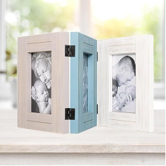 SOITU Rustic Picture Frame 10 x 15 cm salokāms ar eņģēm, galda vai sienas rotājums Mājas Dāvana Dzimšanas diena Ziemassvētki Tēva diena Mātes diena Vecvecāki (Multi-Colour)