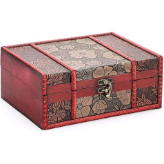 SUMNACON Vintage Wooden Storage Box, Decorative Rectangular Storage Box, Jewellery Box, Antique Style, Storage Container for Keepsakes, Treasures, Jewellery (23 x 16 x 9.5 cm)