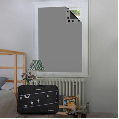 OBdeco Portable Blackout Curtains Travel Roller Blind 100% Blackout Suction Cups Easy to Install Fits Any Size and Shape (Grey, 130 x 200 cm)