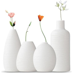 Ceramic Vase, White Vase, Modern Vase, White Small Flower Vases Set for Modern Home Decor, Decorative Vase for Pampas Grass, White Dried Flowers, Beige Ornaments for Office, Home Decoration