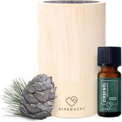 Alpen Heart Diffuser Set with Pine Oil 10 ml Natural from Austria Pine Wood Cube with Felt Fragrance Dispenser Pine Fragrance Wood Decorative Pine Diffuser Gifts Pine Pine Fan Pine Set