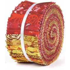 Soimoi 40 gabali Batik Print kokvilnas izstieptas audumi stepēšanai amatniecības sloksnes 2,5 x 42 collas Jelly Roll - sarkans - sarkans