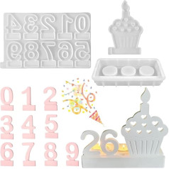 3 gab silikona pelējuma veidnes liešanas veidnes numuri 0-9 sveču turētājs, silikona pelējuma slaids, silikona pelējuma numuri, dzimšanas dienas sveču numuri, dzimšanas dienas sveču turētājs, DIY kūku liešanas veidne (kūka + skaitlis Mold)