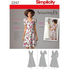 Simplicity Simplcity Simplcity 2247 Sieviešu un plus izmēra Amazing Fit Kleider, papīrs, austs, BB (20W-28W)