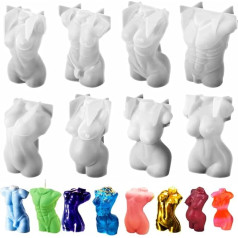 XLZSP 8 Pieces Human Body Shape Resin Moulds 3D Sexy Male and Female Model Decoration Silicone Mould DIY Soap Candle Craft Cake Mould Home Decoration