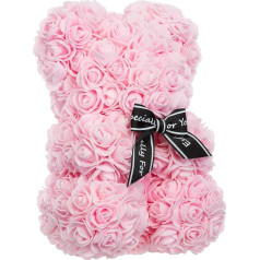 Brandsseller Rožu lācis Aptuveni 35 cm augsts dekoratīvs rožu lācis - dāvana sievietēm / vīriešiem Romantisks aksesuārs - dzimšanas diena - jubileja - kāzu gadadiena un daudz ko citu Rozā krāsā