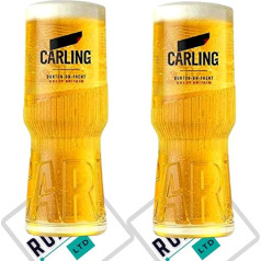 Roxley X2 Carling Pint glāzes ar 2 zīmolu alus paliktņiem