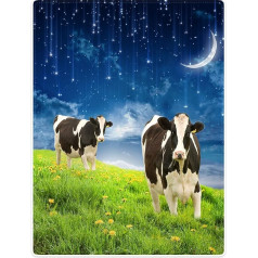 YISUMEI Sega 125 x 150 cm Mīļas segas Soft Flannel Soft Fleece Blanket Bed Throw Cows Moon Grassland