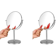 Ambrosya® Ekskluzīvs kosmētikas spogulis no nerūsējošā tērauda ar 5x palielinājumu Vannas istaba bez lampas gaismas LED grima spogulis Galda spogulis Tualetes pods (matēts nerūsējošais tērauds, 5X)