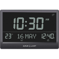 ALFAJR Azan Alarm Extra Large sienas pulkstenis - CJ-17 Black - automātiskais Atāna piecas reizes 5 dažādās balsīs