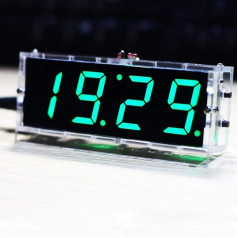 4 Digit DIY LED Digital Clock Kit, LED Clock with Time/Temperature/Date Displays, Automatic Light Control, Simple Digital Clock Kit for Beginners and Electronics Professionals (Green)