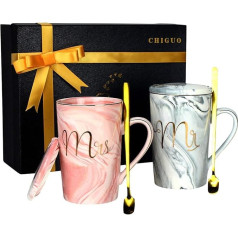 CHIGUO Mr and Mrs Coffee Cups Set Ceramic Mug Gift Box 420 ml Gift for Christmas, Thanksgiving, Valentine's Day, Wedding, Engagement, Anniversary, Birthdays