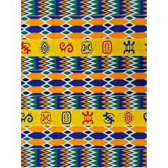 Roya Tekstilės Kente Ankara medvilninis audinys 5,5 m x 1,2 m, skirtas siuvimui, audinių gamybai ir dekoravimui (dizainas 6)