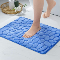 MIULEE Memory Foam vannas paklājs, vannas istabas paklājs, neslīdošs vannas paklājs, ūdeni uzsūcošs vannas paklājs, ātri žūstošs, mazgājams dušas paklājs vannas istabai, 50 x 80 cm, ezera zils