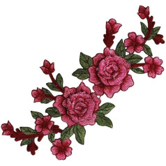 EMDOMO 1 x 3D Flower Embroidery Applique Lace Scrapbooking Apģērbu Dekoratīvie šūšanas piederumi (Carmine Red)