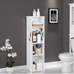 Tiasott Bathroom Under Cabinet Storage Cabinet with Doors and Shelves Freestanding Tall Slim Side Organizer Home Furniture Unit Waterproof Kitchen Shelf 24x22x90cm