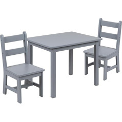 Flash Furniture Kyndl Kids Solid Hardwood Table and Chair Set for Playroom Bedroom Kitchen Set of 3 (Grey)