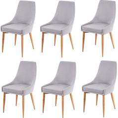 Mendler HWC-B44 II Dining Room Chairs Set of 6 Retro Design Fabric / Textile Grey