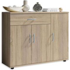 Stella Trading Lilly Chest of Drawers in Sonoma Oak Look – Modern Sideboard with Lots of Storage Space for Your Living Area – 90 x 70 x 30 cm (W x H x D)