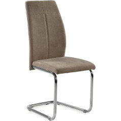 Expendio Bettina šūpoļu krēsls Mikrošķiedra brūns rāmis Hroma krāsas konsolveida ēdamistabas krēsls Virtuves krēsls
