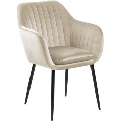 Ac Design Furniture Венди бархат обеденный стул современный скандинавский стиль мягкий обеденный стул с подлокотником песок цвет черный металличе