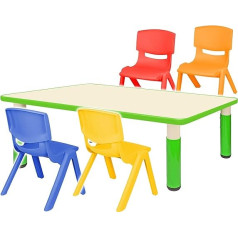Alles-Meine.de Gmbh Children's Furniture Set – Table + 4 Chairs, Choice of Sizes and Colours, Green, Height Adjustable, 1 to 8 Years, Plastic, for Indoor and Outdoor Use, Children's Table/Child