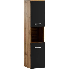 Badplaats B.v. Montreal Bathroom Cabinet 131 cm Oak with Matt Black - Rule Cabinet Tall Cabinet Furniture Bathroom Cabinet