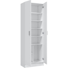 Habitdesign Furniturefactor - MultiTall White 2 Door Utility Shoe Storage Cupboard Cabinet Armar 2p