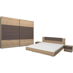 Rauch Möbel Rauch Smoke ap464.0t20.80 Guļamistaba Barcelona Gulta, 180 x 200 cm un bīdāmo durvju skapis 226 x 210 x 62 cm, apdare drukāšana Sanremo Oak Clear, absetzungen Lavagrau