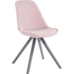 CLP Toulouse Retro Chair Velvet Round with High-Quality Seat Padding, Recliner Chair with Sturdy Wooden Frame, Seat Height 48 cm, Colour: Pink, Frame Colour: Grey