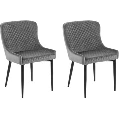 Beliani Solano Elegant Chair Set of 2 с роскошным внешним видом в элегантной серой бархатной ткани