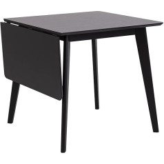 Ac Design Furniture Roxanne Ēdamgalds 4 sēdvietām Melns izvelkams virtuves galds Moderns retro stila pusdienu galds Kvadrātveida W 80 x D 80 x H 76 cm